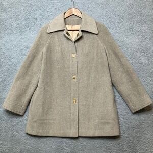 VTG Fashionbilt Casuals Wool Car Coat Women L Beige Gold Turn Lock Toggle Classy